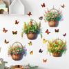 Flower Basket Butterfly Rose Peony Decals Self-adhesive Waterproof Wall Sticker