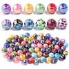 10pcs Acrylic Plated Color Beads UV Loose Round Ball Bead for DIY Beadable Pen Jewelry Making Bracelet Phone Chain Materials