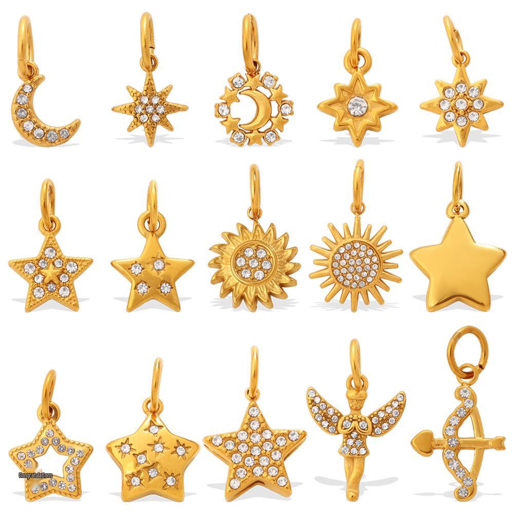 European & American Elegant Star and Moon Stainless Steel Jewelry Set for Women