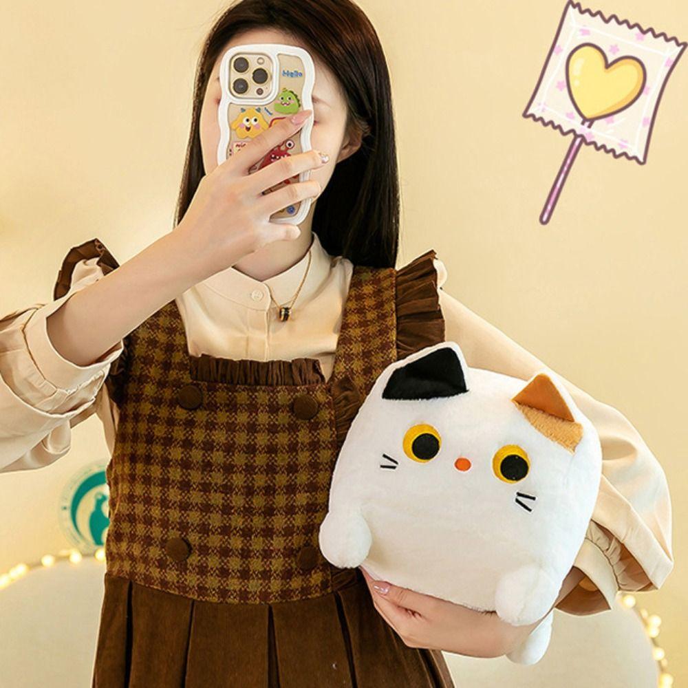 Soft Cushion Black Cat Pillow Block Cat Kitten Plush Doll Square Cat Plush Toy  Birthday Gift