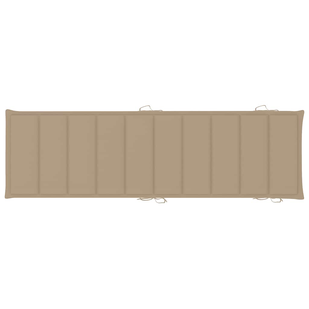 Folding Sun Lounger with Cushion Solid Acacia Wood