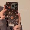 Warm Brown Gentle Small Floral for IPhone16 Mobile Phone Case for Apple 17pro Leather 16 for 13 Autumn and Winter Max Retro