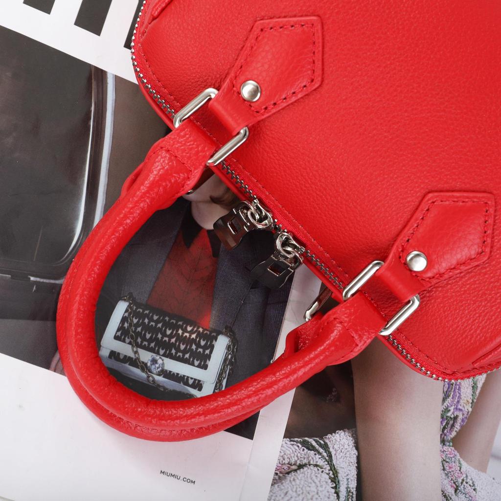 Genuine Leather Women's Boston Bowling Bag - High-Grade Feel, Large Capacity Handbag