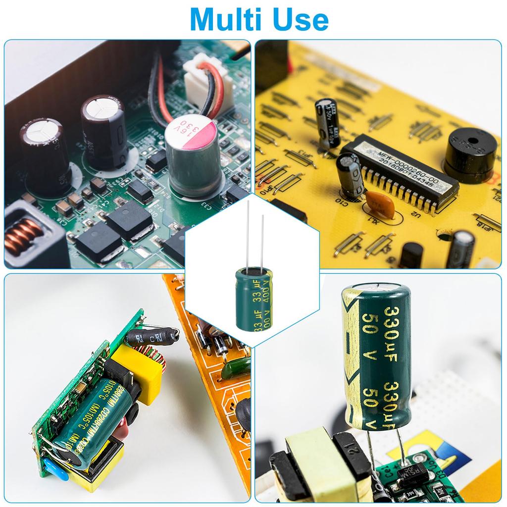 PATIKIL 400V 33uF Elektrolytkondensatoren 13x20mm Aluminium Hochfrequenz-Elektrolytkondensatoren für TV LCD Monitor Kühlschrank Leiterplatte Grün