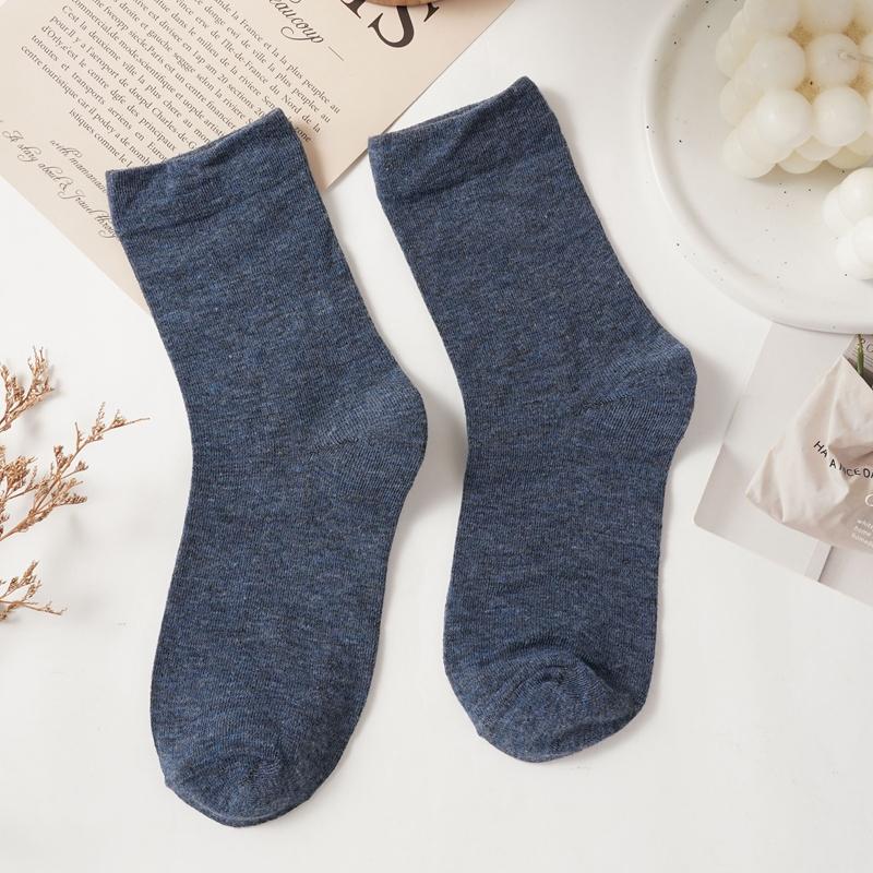 Versatile Solid Color Mid Tube Socks Japanese Casual Breathable Pile Socks Comfortable