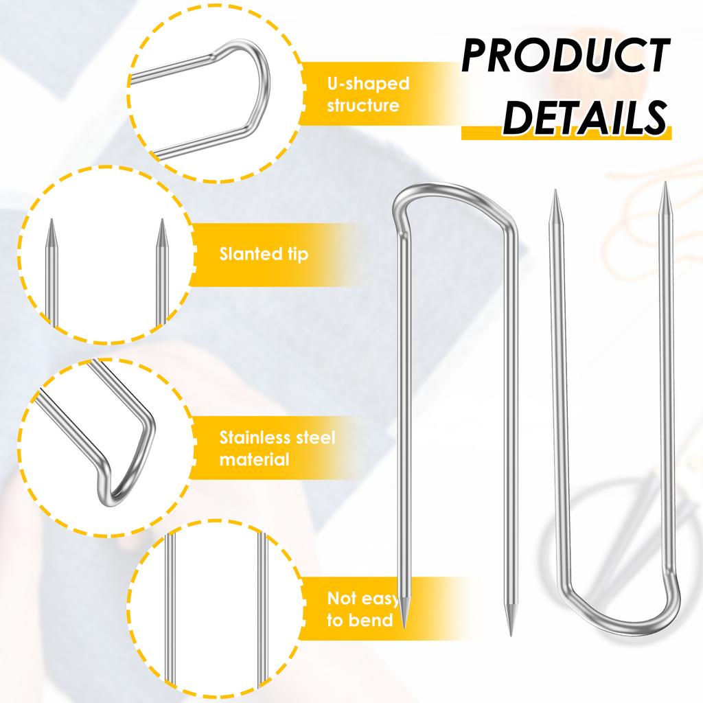 200/1500 Pcs U Shaped Fork Pins Stainless Steel 23MM Sewing U-pins Fork Pins Multipurpose U Shaped Sewing Pins for Needlecrafts
