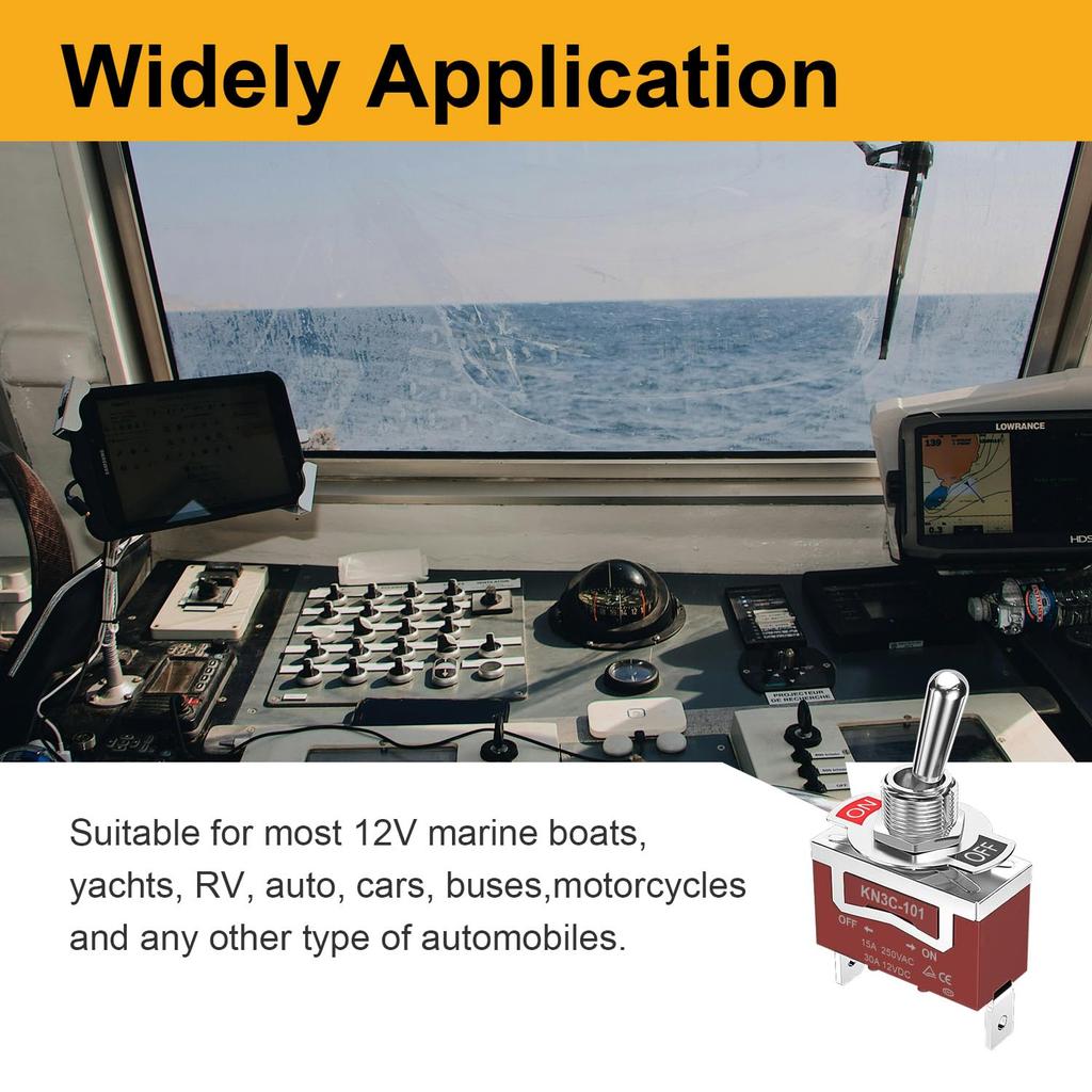 Waterproof Toggle Switch 12V DC 30A, Heavy Duty SPST 2 Pin On Off Switch with Mounting Panel, Boot Cover for Marine Automotive Car Boat RVs