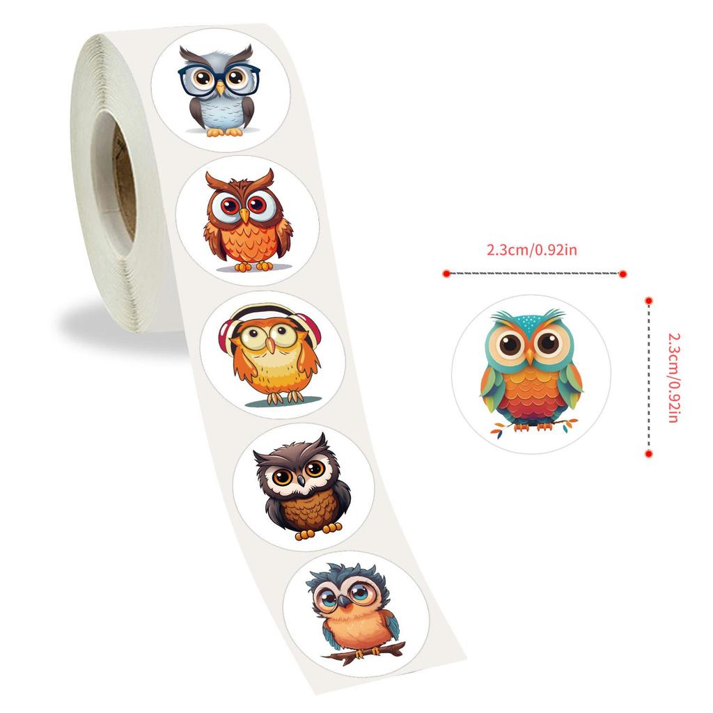 500 Cartoon Owl Swirl Stickers for Journals & DIY Notebooks: Children's Stationery & Sealing Stickers