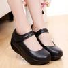 5.5cm Small Plus Size 33-43 Comfortable Leather Shoes Women Mary Janes 2025 Thick Bottom Platform Wedges Shoes Mom Office Dance