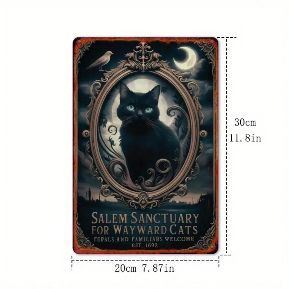 Salem Sanctuary Segno Vintage in Metallo per Gatti Decorazione Rustica da Parete 12x8 Pollici Arte in Latta