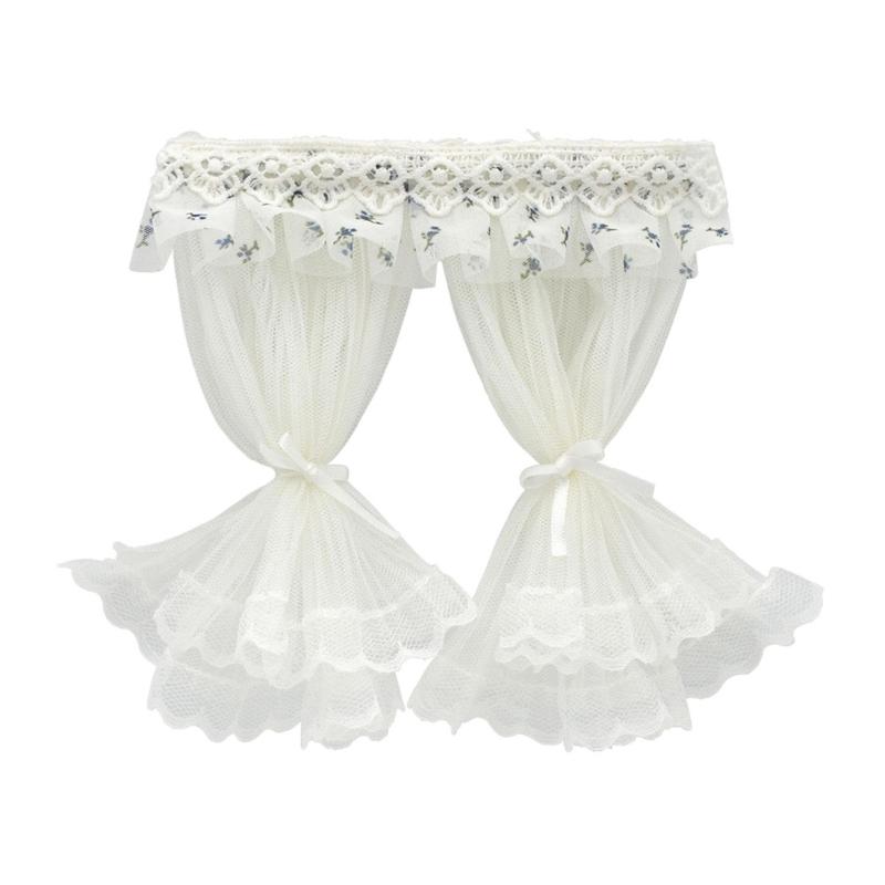 

Delicate Lace Window Drapes For 1/12 Dollhouses Includes Two Removable Fabric Ties Perfect For Tiny Home Displays синий