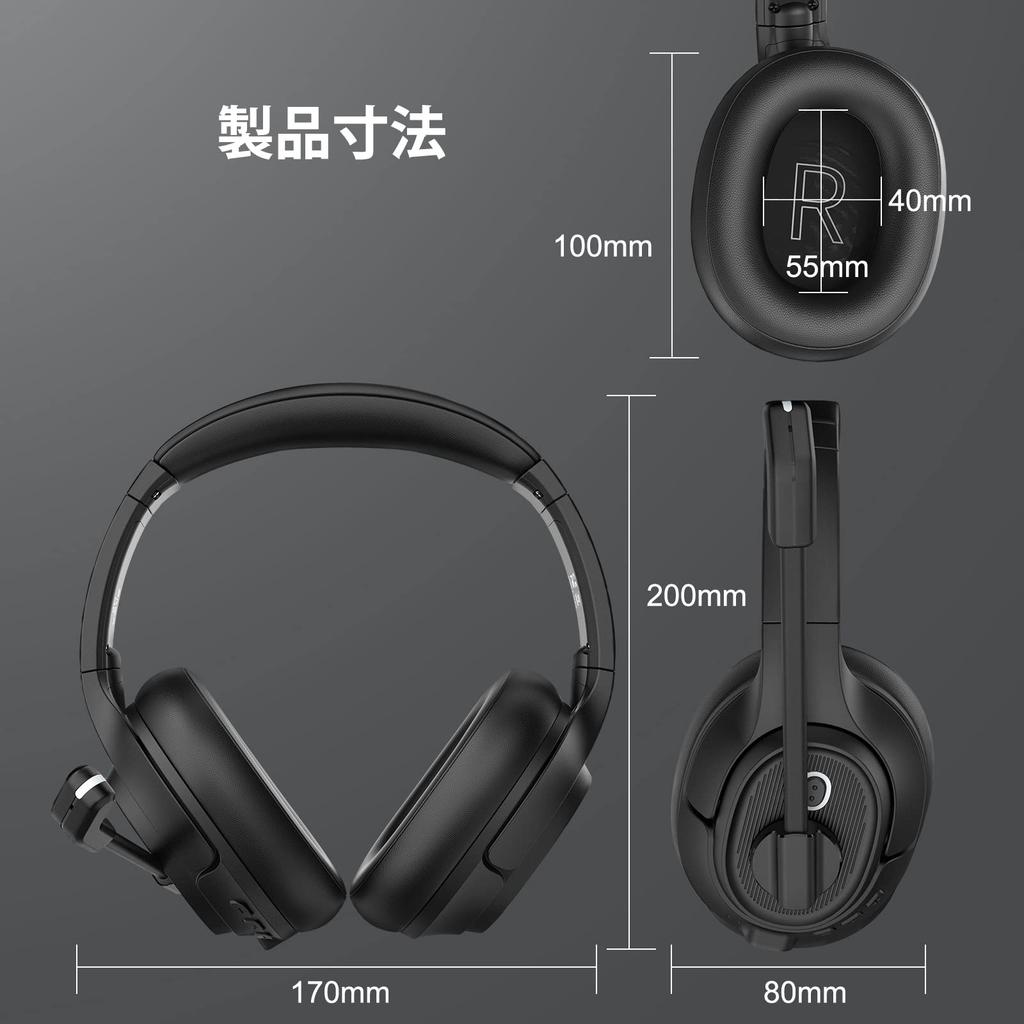 EKSA H6 Professional Wireless Bluetooth Headset with USB Noise Unidirectional Headset for Office Up to 55 Hours of Web Call and Tablet Compatible