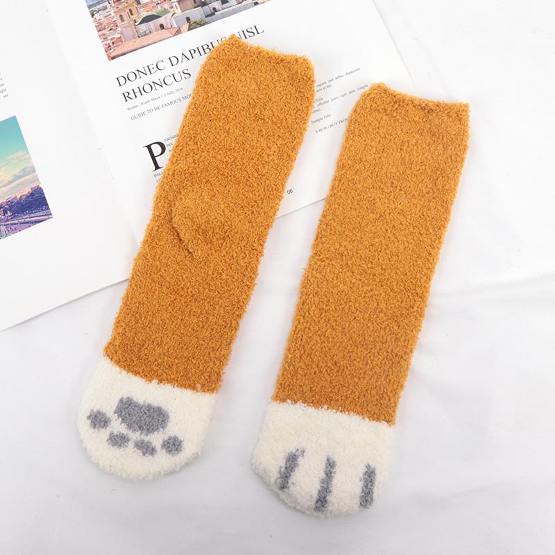 Kawaii Cartoon Socks for Women Cute 3d Dog Cat Paw Pattern Female Warm Funny Socks Animal Hosiery Toe Zebra/Tiger/Cat Foot Sox