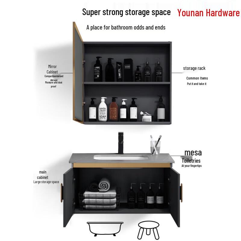 Light Luxury Space Aluminum Bathroom Vanity Set