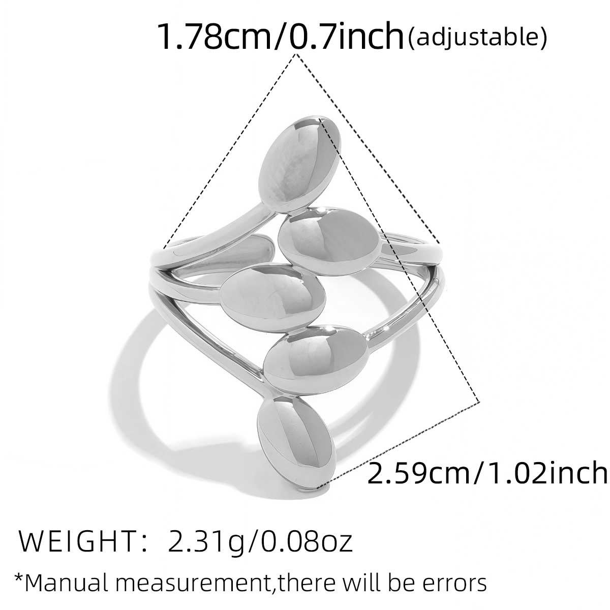 

Stainless Steel Geometric Open Rings For Women Creative 18K Gold Plated Adjustable Open Ring Female Zircon Punk Rapper Anillos resizable