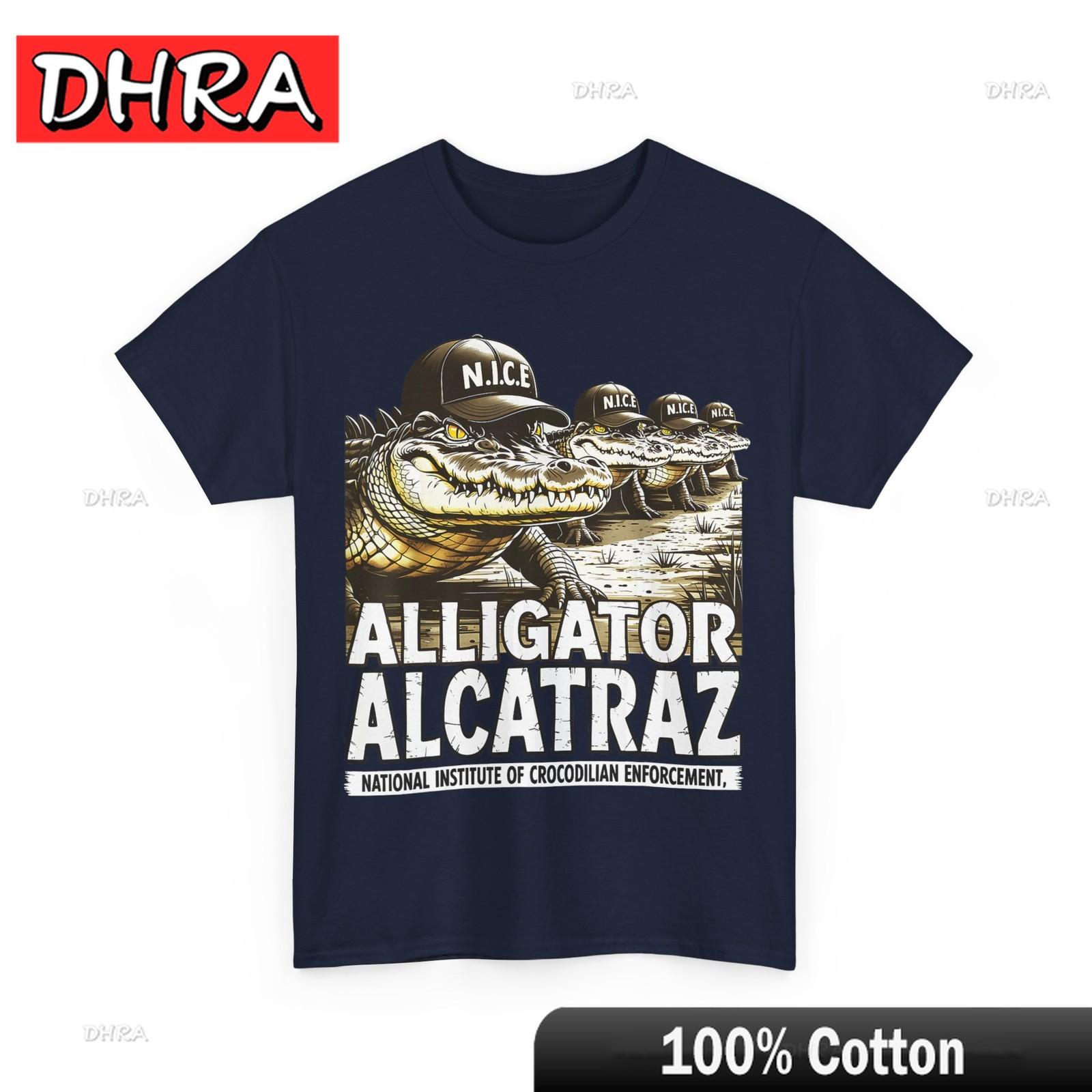 

Alligator Alcatraz Shirt Florida Everglades Parody Design T-Shirt Classic Tshirts Male Urban Retro Creative Tshirt Aesthetic Rap 4XL