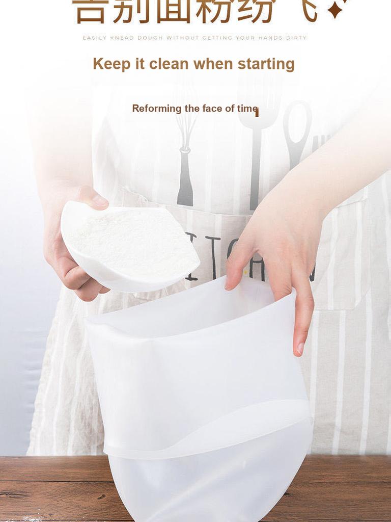 Kitchen Silicone Dough Bag with Clip, Thick Non-Stick Kneading Bag for Home Baking and Proofing, Large Size Dough Bag