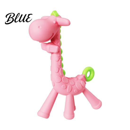 Soothing Toy for Teething Babies Baby Giraffe Infants Food-Grade Silicone Chew Stick Gum Relief One Piece Molded Teether BPA-Free 0-12 Months Soft