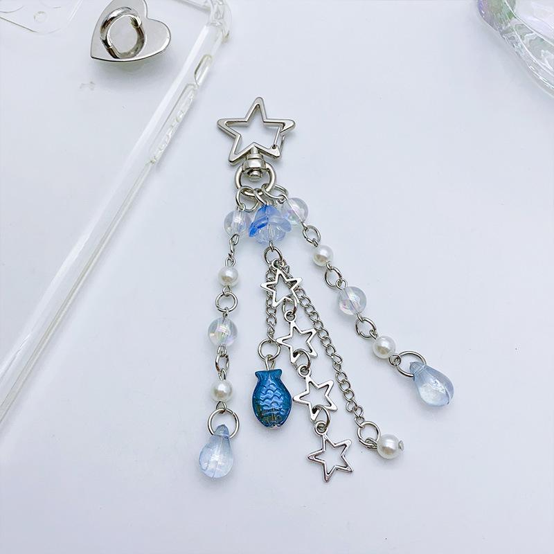 

Hollow Star Pendant Jellyfish Beaded Tassel Phone Chain Charms Earphone Case Hanging Key Ring Y2K Keychain For Xiaomi For Iphone звезда