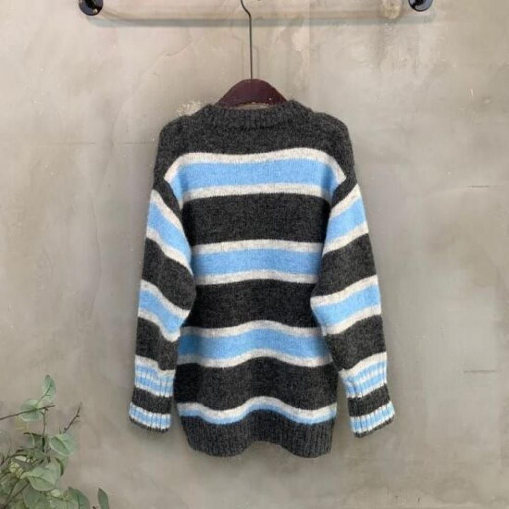C S In The Room patCh Wool Stripe overSized Long Sleeve Knit 2Color C