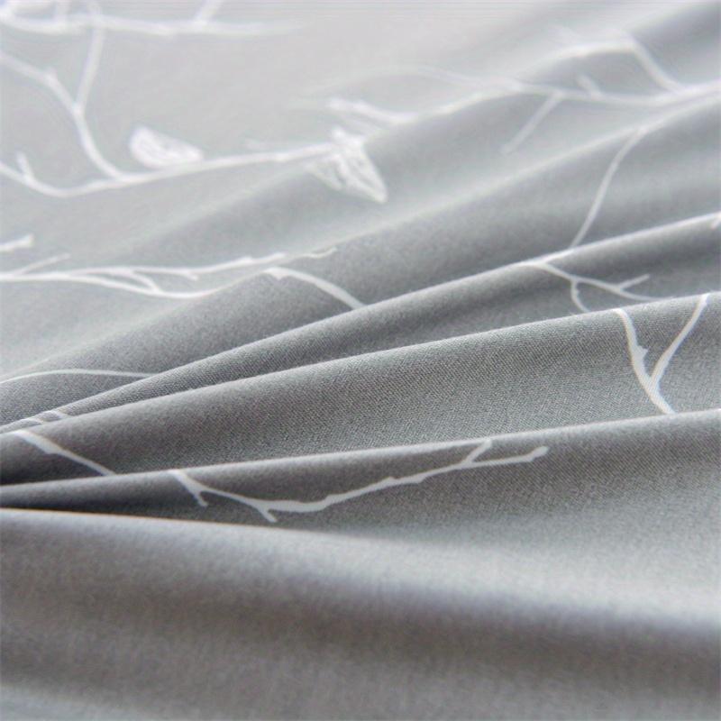 3PCS Branch Printing  Gray and White Botanical Geometric Printing Bedding (1 Duvet Cover + 2 PILLOWCASES) NO Pillow Core