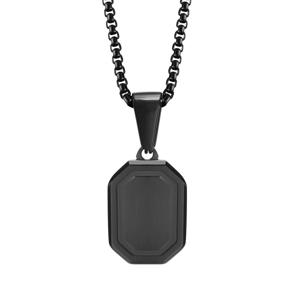 Collares Geométricos Iniciales Vnox para Hombres Mujeres, Colgante Cuadrado Rectángulo de Acero Inoxidable, A-Z 26 Letras Alfabeto Collar para Niño