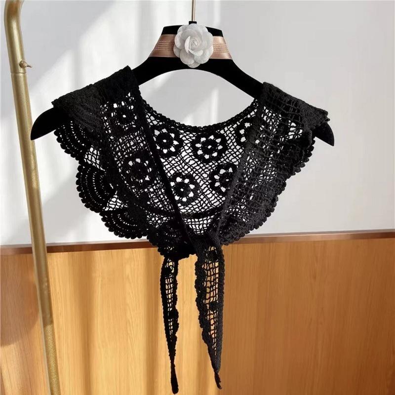 Fashion White Lace Fake Collar Shawl Wrap False Collars Female Necklace Small Scarf Shawl Detachable Collars Decor Wraps