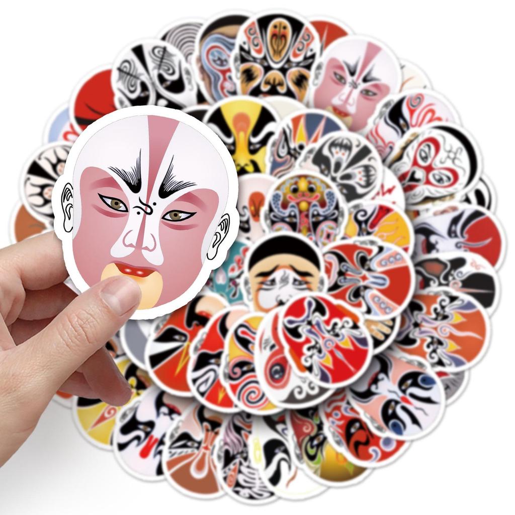 60 Peking Opera Face Painting Huadan Stickers: Chinese Style for Suitcase, Scooter, Car, Phone, and Tablet