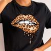 New Fashion Women T Shirt Leopard Lip Print T-Shirt T-Shirt Short Sleeve Tops Female Ladies Summer Tee Shirts Streetwear