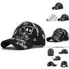 Graffiti Printed Unisex Baseball Cap Cotton Adjustable Size Summer Hat Trendy Embroidered Logo