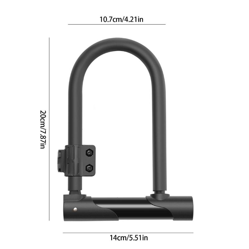 Anti Theft Bike U Lock with Key Heavy Duty Bike Lock Portable Universal Bike Accessories Rustproof Secure Lock