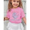 European Sizes Girls Like Dinosaurs Too - Colorful Letters and Dinosaur Print - Trendy, Novel, and Versatile Crew Neck T-shirt
