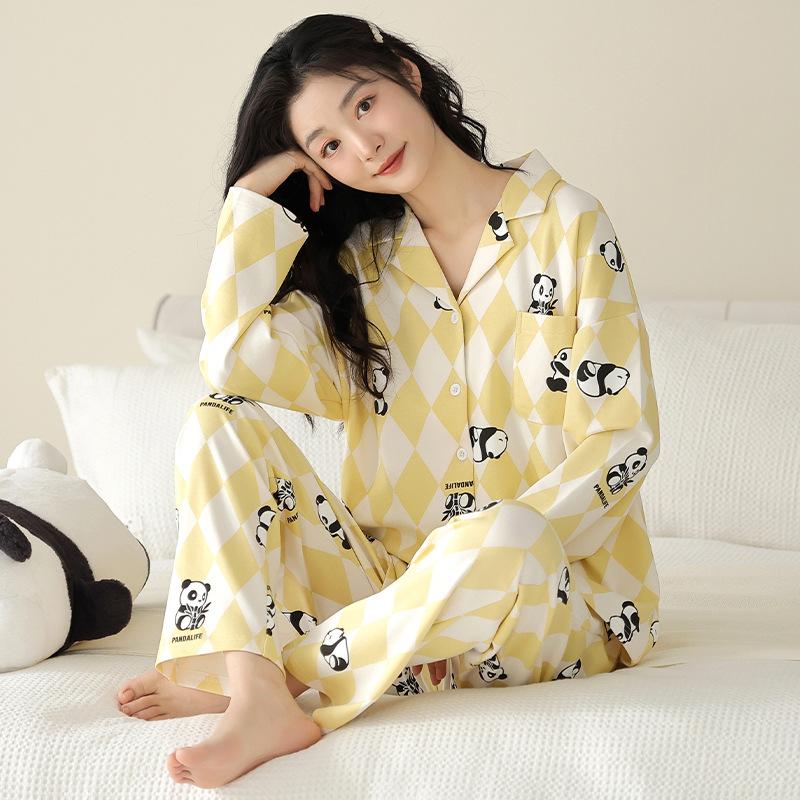 

Парные пижамы из чистого хлопка с длинным рукавом, женские милые, мужские можно носить как домашнюю одежду 2XL