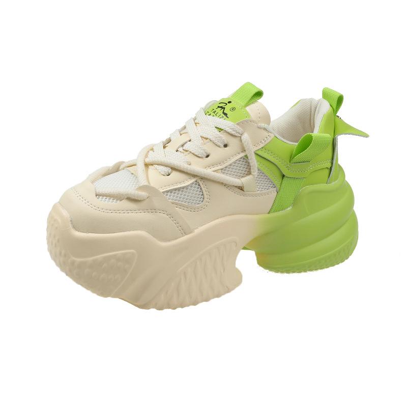 

Мода 2024 года, новые дышащие вулканизированные туфли, женские повседневные кроссовки на платформе, 6 см, толстая подошва, низкие кроссовки, женская повседневная обувь 39 зелёный