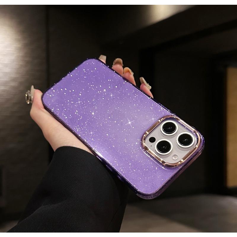 

Гальваническое зеркальное кольцо Позолота с блестками Подходит для чехла для мобильного телефона Apple 16promax IPhone 16plus Продвинутый уровень Защита от падений iPhone 11 фиолетовый