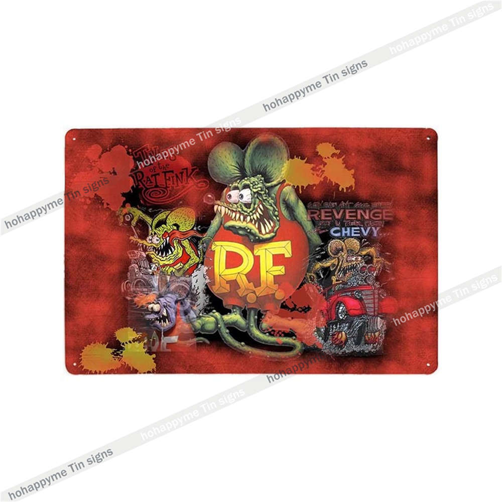 Decor Rat Fink Metal Vintage Sign Retro Decorative Plaque Garage Man Cave Bar Pub Club Tin Painting Home Living Poster 20x30c