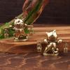 Retro Brass Lucky Cat Figurine Small Miniature Creative Tea Pet Sculpture Decoration Feng Shui for Home Cabinet Desk Office Gift