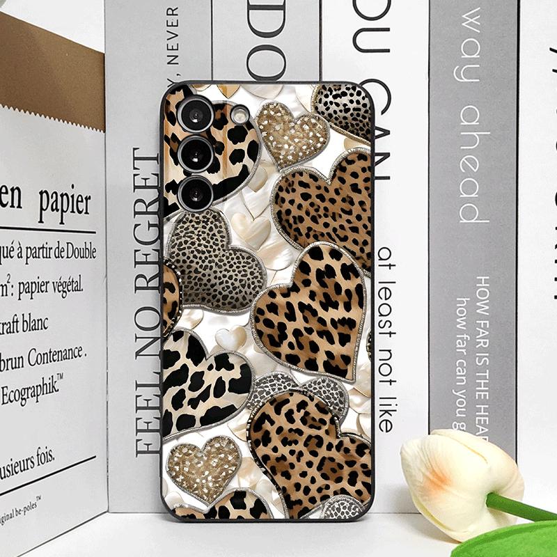 

Leopard Print Heart-shaped Love Couple Pattern Phone Case for Samsung Galaxy S25 S24+ S23 Ultra S22 Plus S21 FE M53 Soft Covers Galaxy S23+