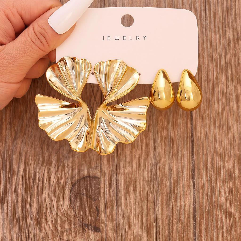 Exaggerated Women's Earrings Set: Elegant European & American Style, Trendy Smooth Finish, Light Luxury High-End Design