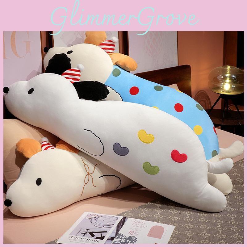 Dog Long Shaped Pillow Cute Animal Plush Bolster For Girls Bed Lounge Rest