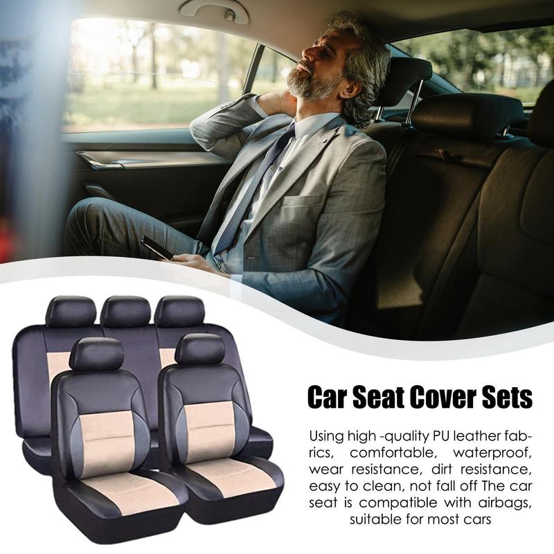 Coprisedile Universale per Auto Set Coprisedili in Pelle PU Compatibile con Airbag Coprisedile per Proteggere Sedile Auto Interno Auto