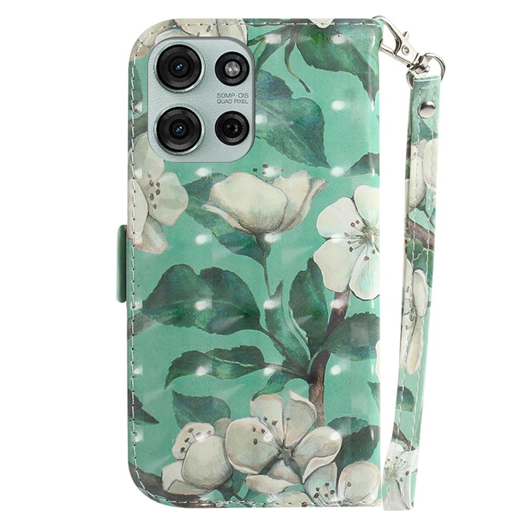 For Motorola Moto G75 5G Case Pattern Printing Leather Wallet Phone Cover with Wrist Strap