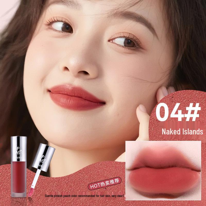 XUXU Air Feel Matte Velvet Lip Glaze – Nude Finish Whitening Lipstick for Student Parties
