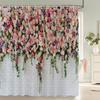 Rurality Fresh Flowers Wall Shower Curtains Bathroom Shower Curtain 3D Fabric Bath Curtain With Hooks Waterproof Bath Screen