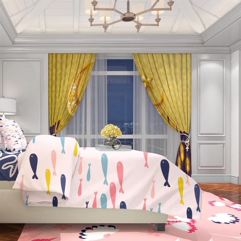 Golden Ramadan Auspicious Lantern Moon Printing Curtain Polyester Material Suitable Bedroom Living Room Set Of 2 Made Washable Ready