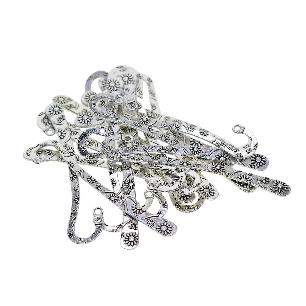 20Pcs Tibetan Silver Blank Beading Bookmarks Daisy Flowers Loop DIY Making