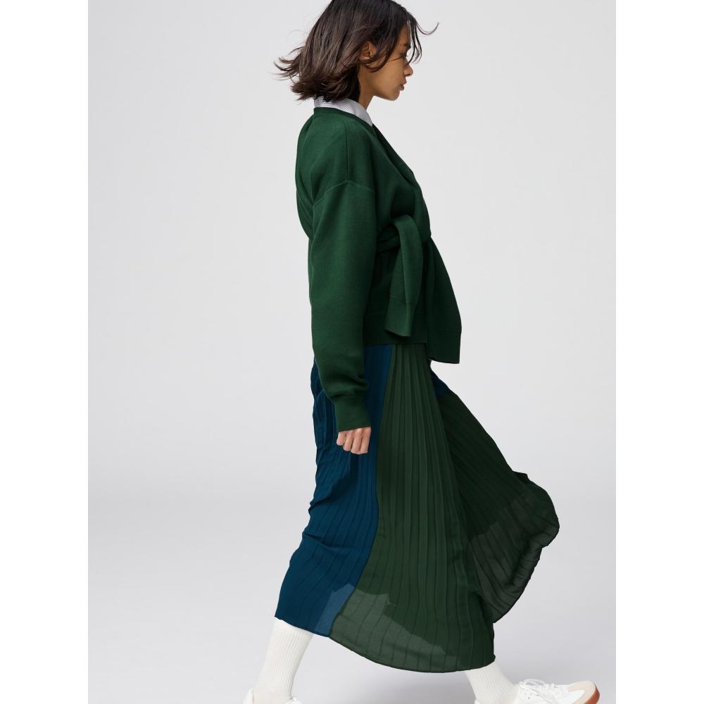 Uniqlo Pleated Long Skirt  Color Block 