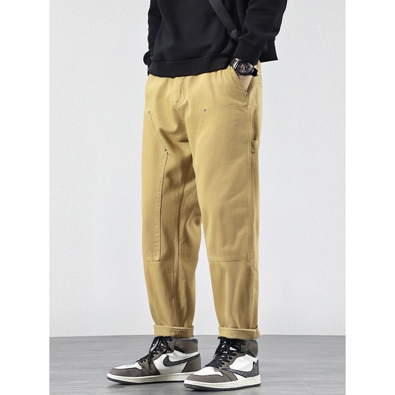 American-Style Vibe Double-Knee Pull-Back Work Pants B01 Lumberjack Workwear Loose Cropped Pants Export Men's Straight-Leg Casual Pants