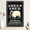 Farmhouse Metal Wall Sign Vintage Rustic Iron Plaque with White Sheep Barn Art 8x12 Inch