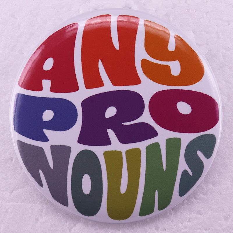 Any Pronoun Tinplate Brooch Pin